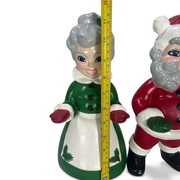 Vintage 60’s Jamar Mallory Ceramic Santa Mrs. Claus Figures Flat Tray Hands Set - Picture 10 of 11